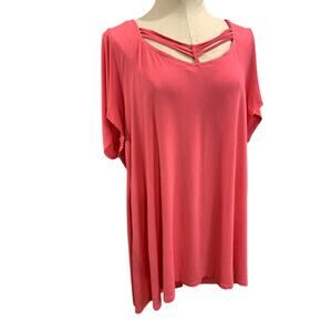 3X Torrid Super Soft Knits Hot Pink Womens Tshirt Cut Out Neckline Detail